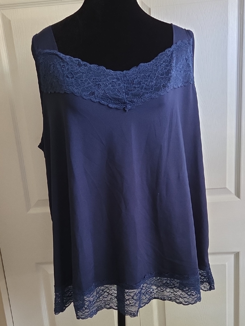 Ellos Navy Classic Lace-Trim Camisole Tank Top